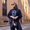 Buttonscarves Navy Long Sweater Blouse